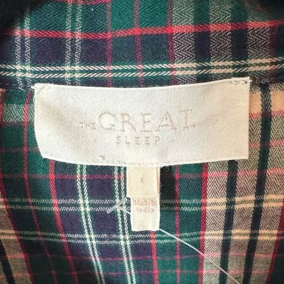 THE GREAT. Cotton plaid button down sleepwear top - Picture 3 of 8